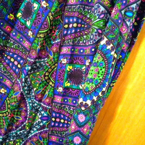 Vintage Neon Floral Barkcloth Maxi Skirt Handmade - Picture 7 of 14